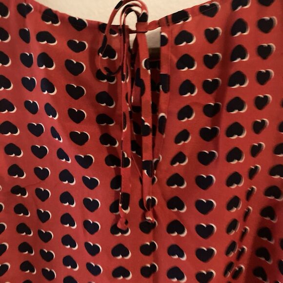 KENAR red black hearts round neck pleated sleeveless top S - Picture 7 of 7